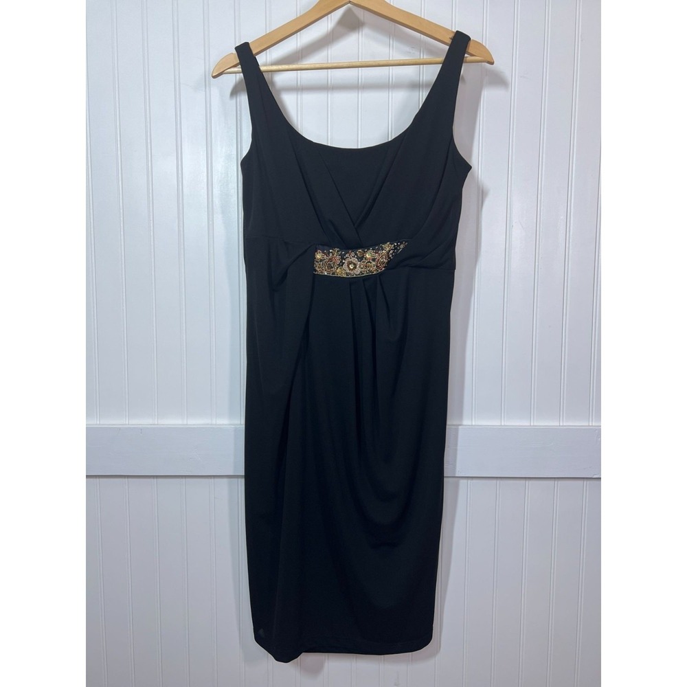David Meister Black Whimsigoth Beaded Sleeveless Scoop Neck Cocktail Dress 12